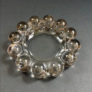 VTG Glass Ashtray 5” Bubbles Light Grey Retro